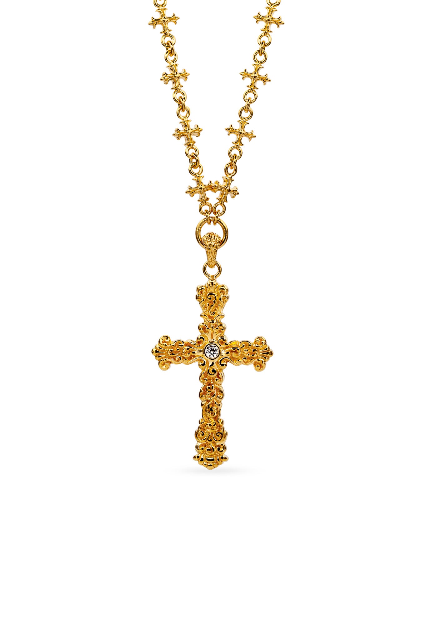 Baroque Cross Necklace | Gold