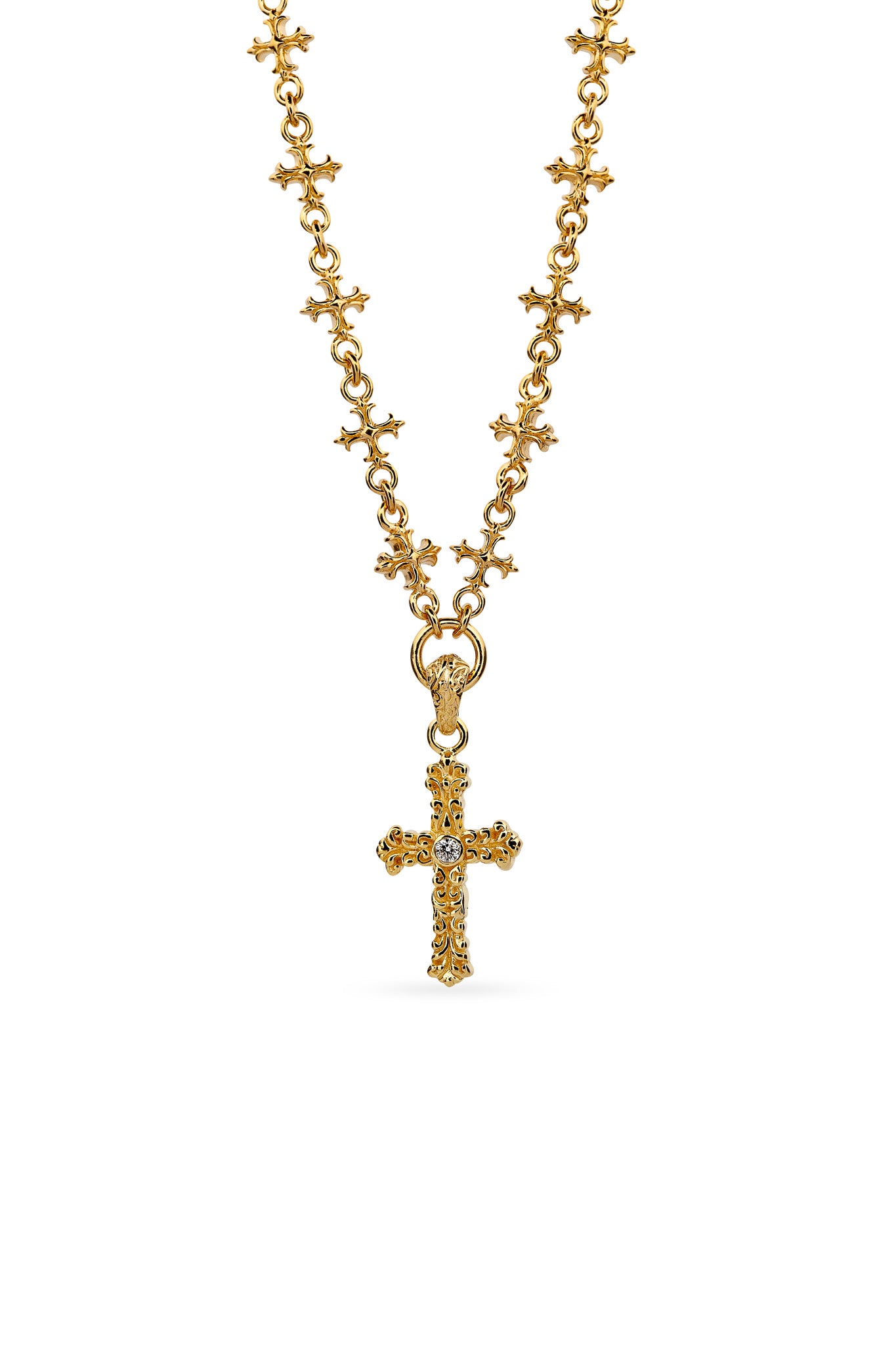 Small Baroque Cross Necklace | Gold