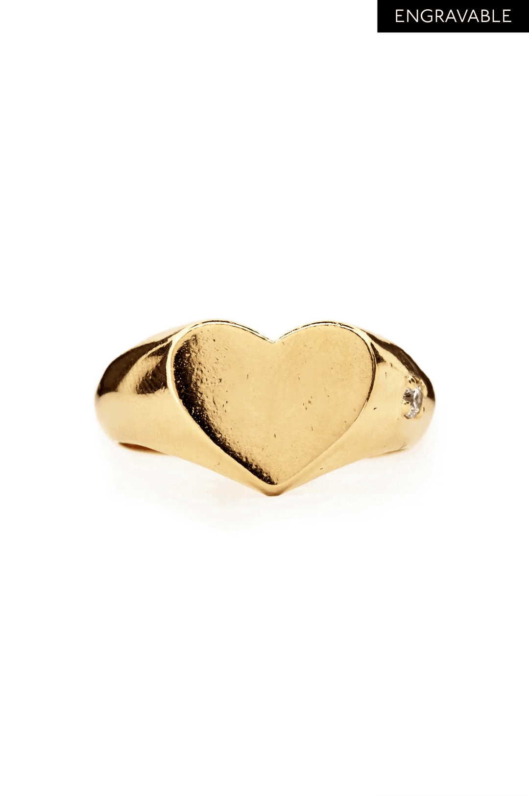Little Gem Heart Signet - White Sapphire | Gold