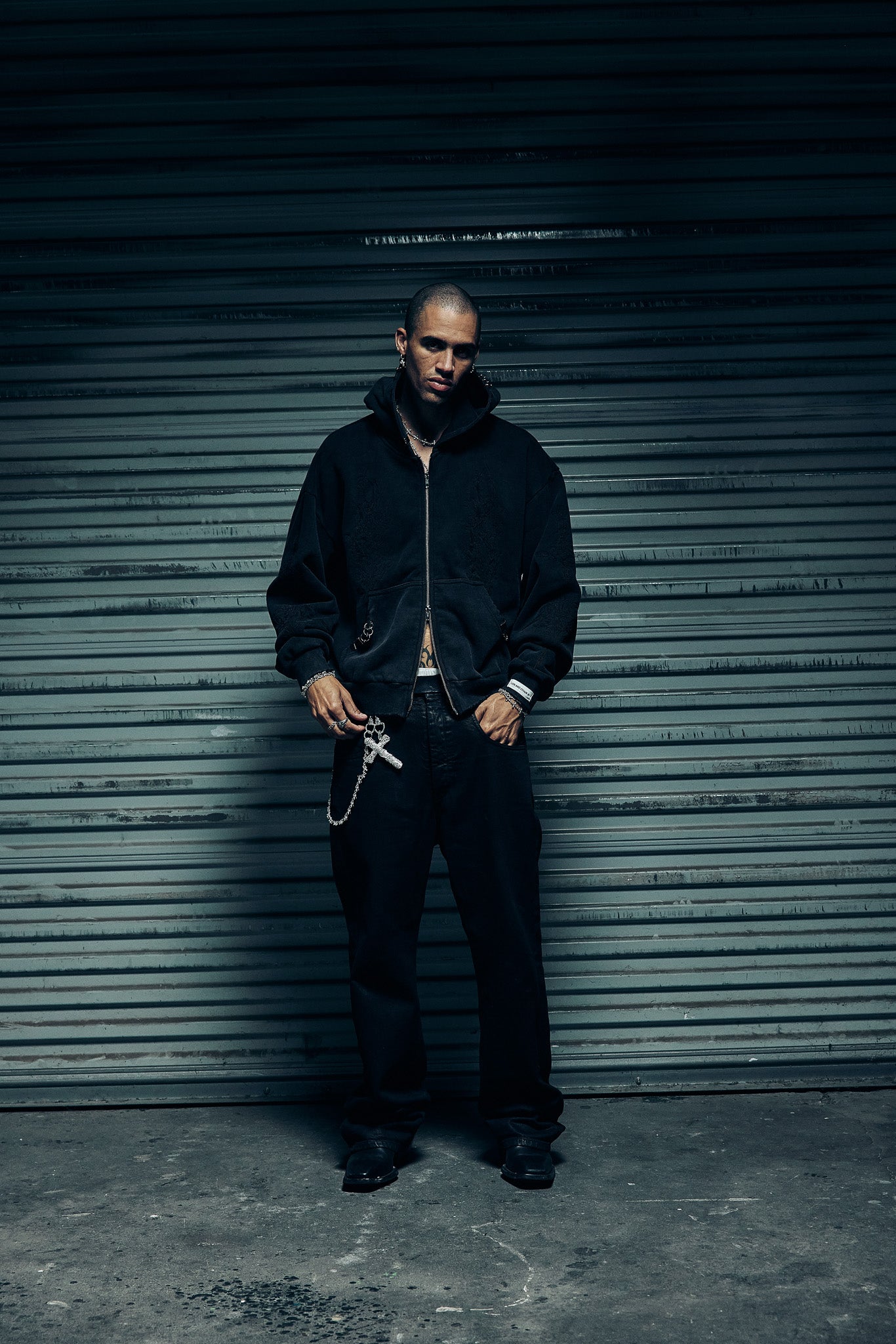 Ave Double-Zip Hoodie - Black Ash