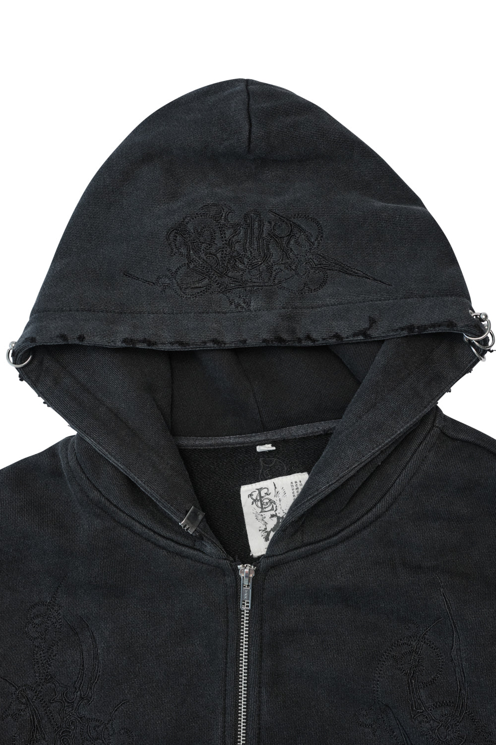 Ave Double-Zip Hoodie - Black Ash