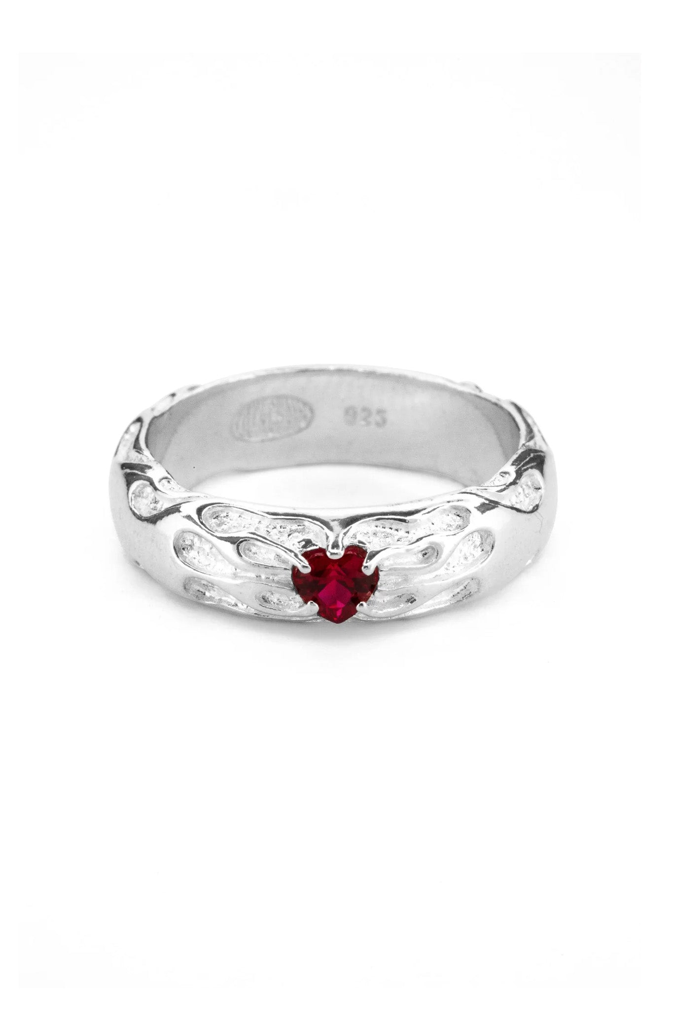Lil' Flaming Heart Ring - Garnet