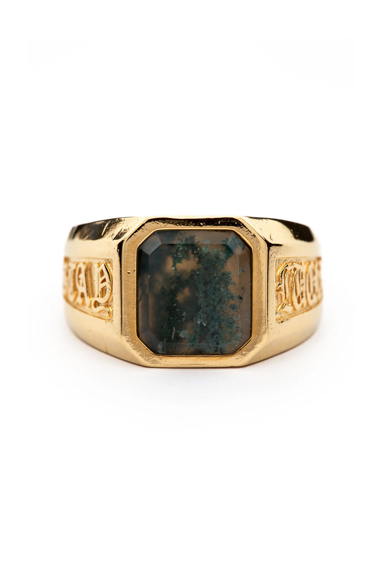 Stay Lucky Signet - Moss Agate | Gold