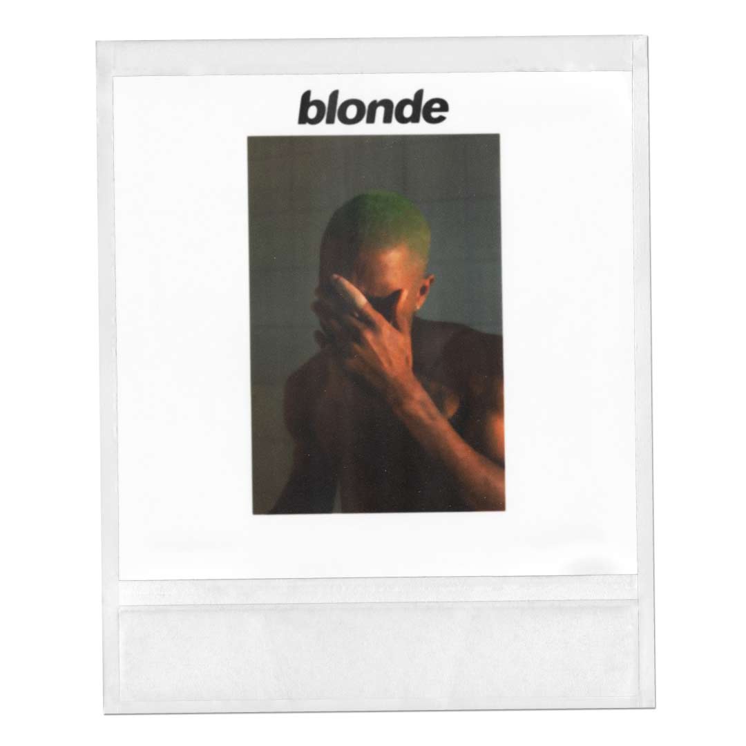 Person with green hair covering face, framed by "blonde" text above.