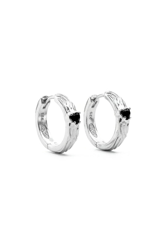 Flaming Heart Earrings - Black Onyx