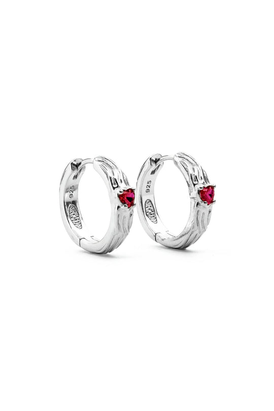 Flaming Heart Earrings - Garnet