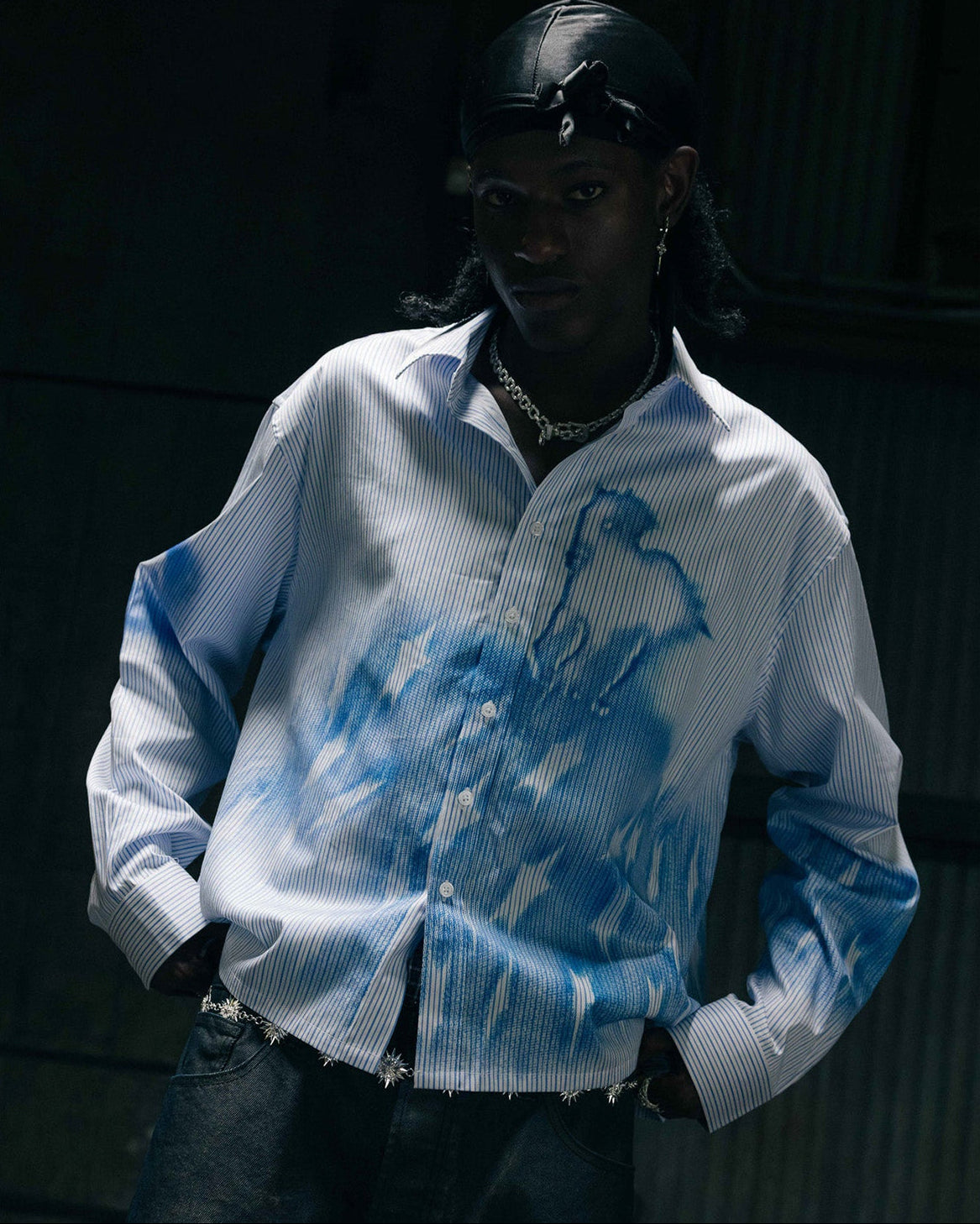 All My Exes LS Shirt - Blue Pinstripe