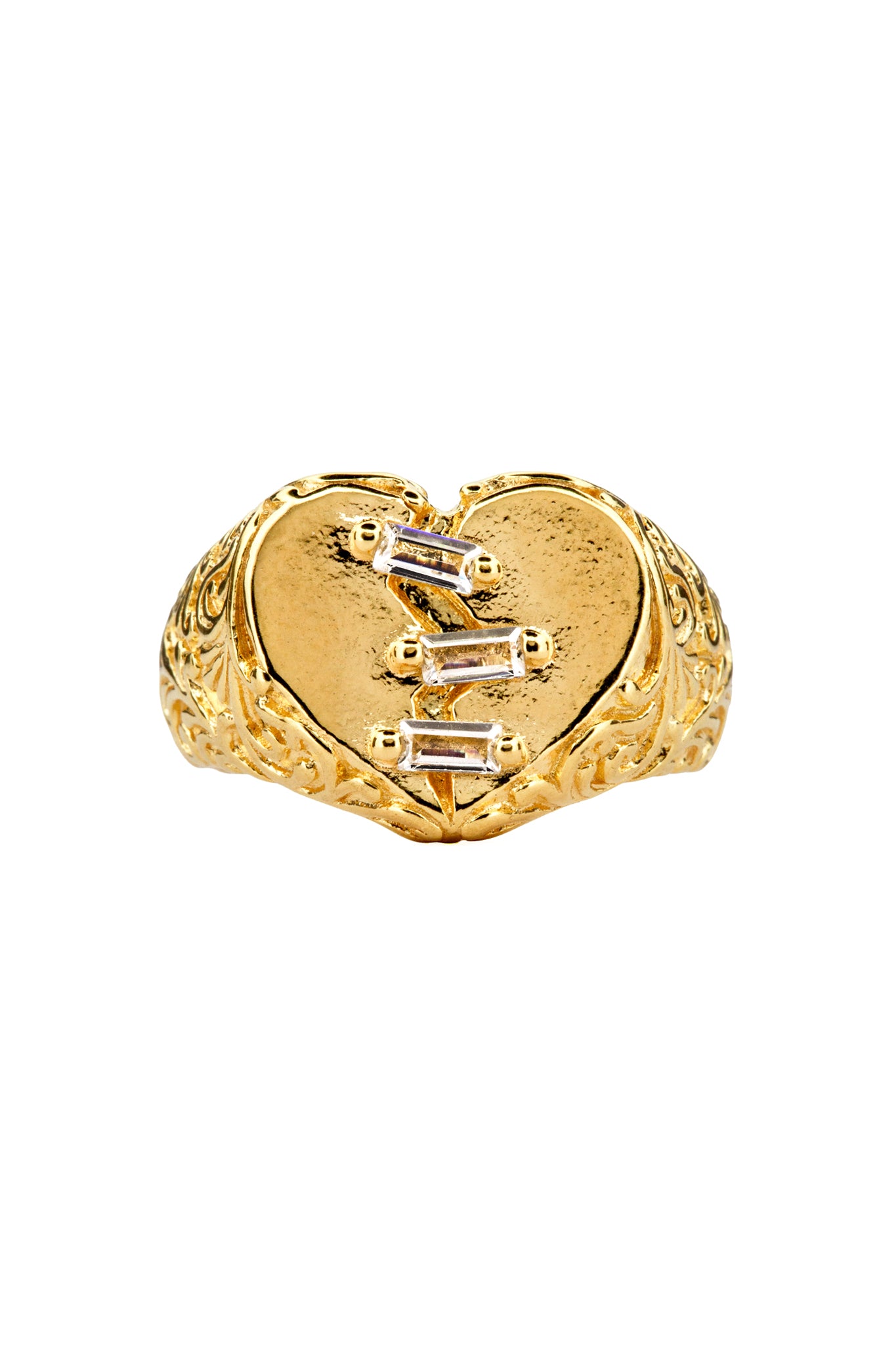 Stitched Heart Signet | Gold