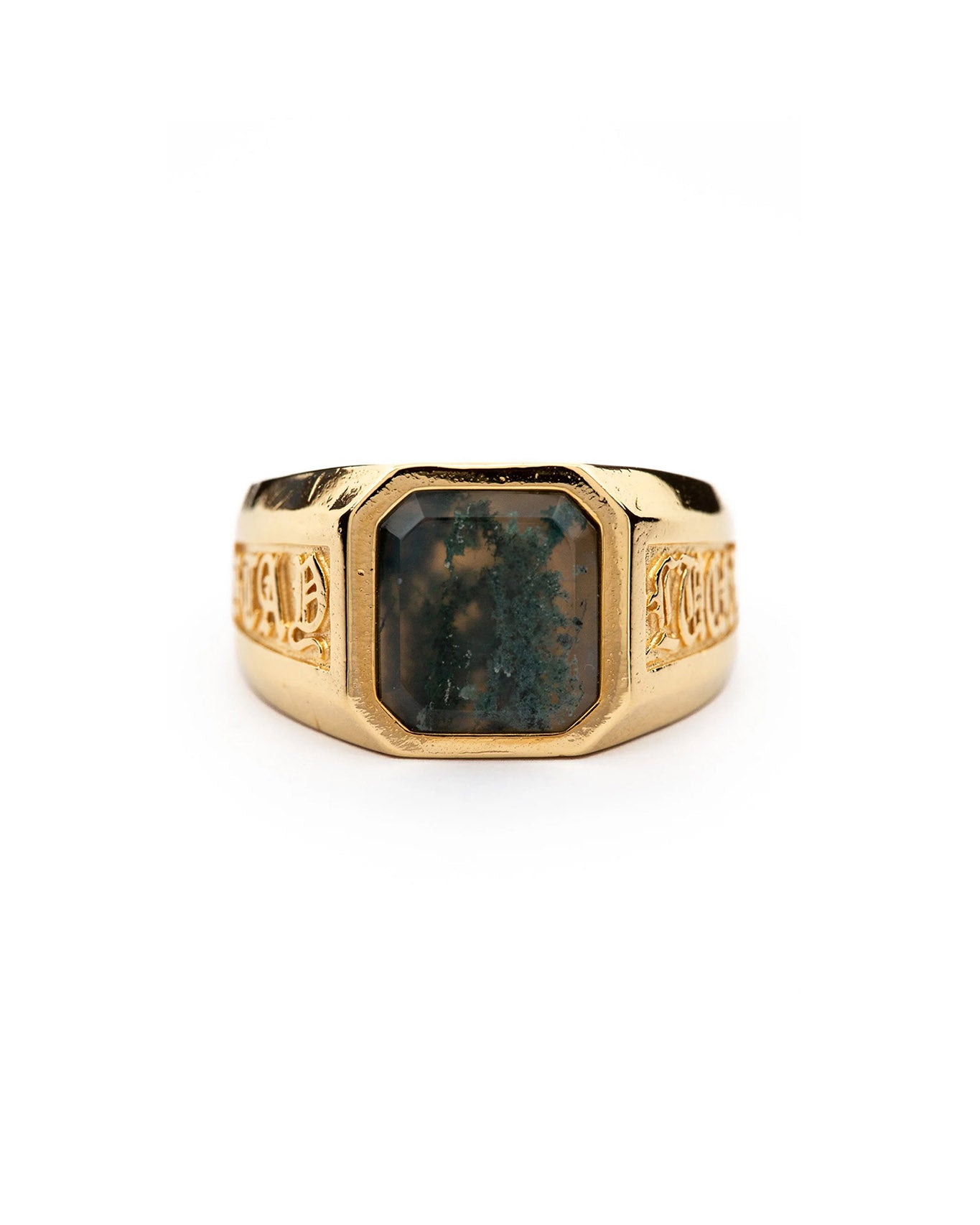 Stay Lucky Signet - Moss Agate | Gold