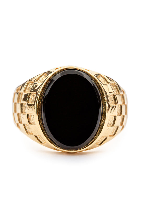 Checkered Signet - Onyx | Gold
