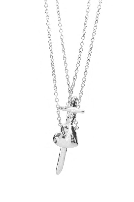 Stabbed Heart Necklace - Set | Silver