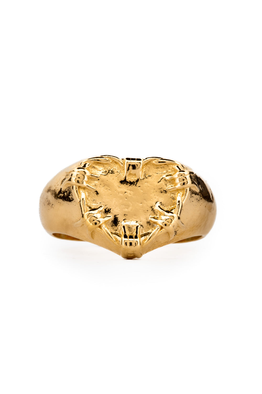 Lil' Barbwire Heart Signet | Gold