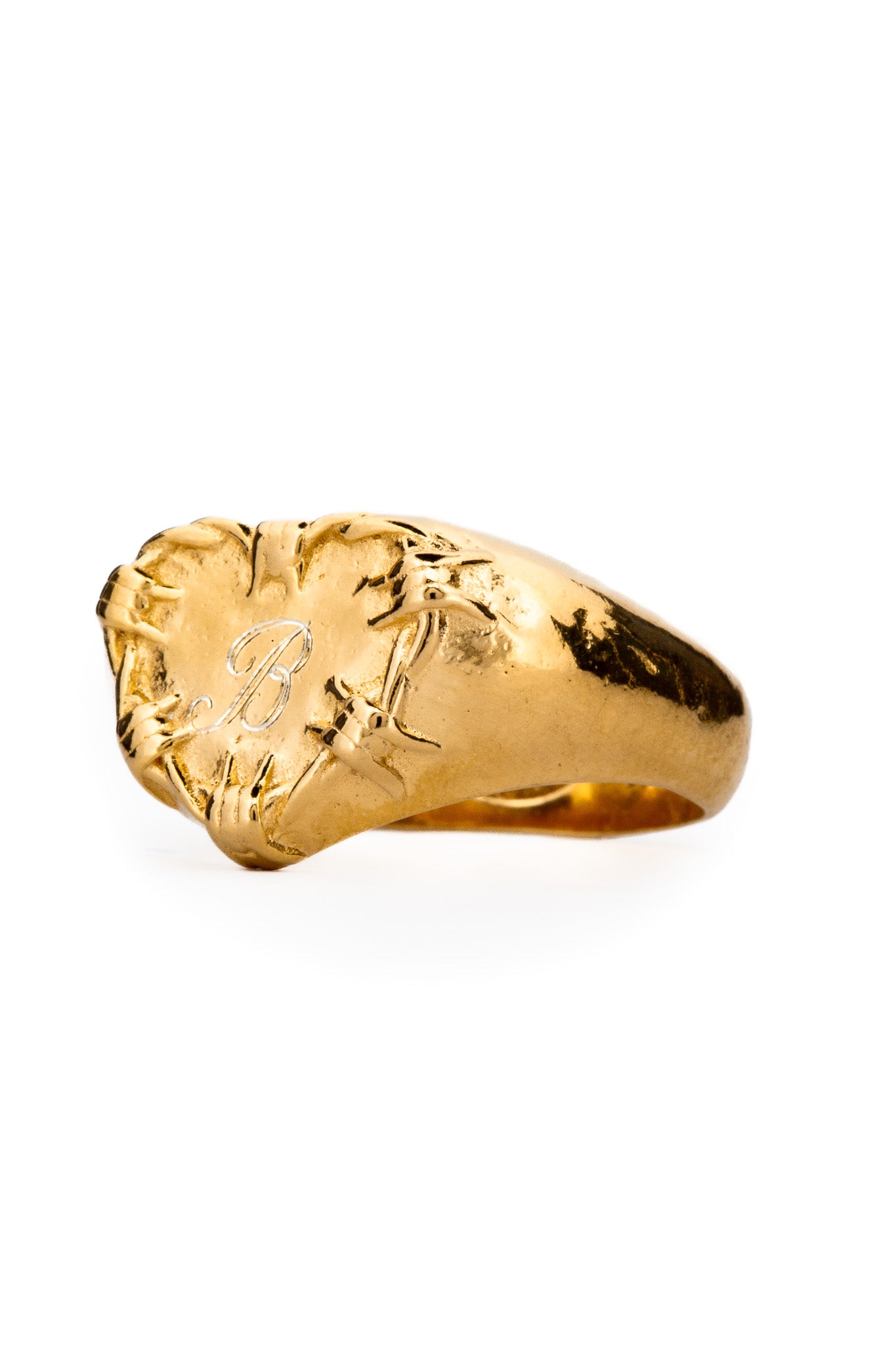 Lil' Barbwire Heart Signet | Gold