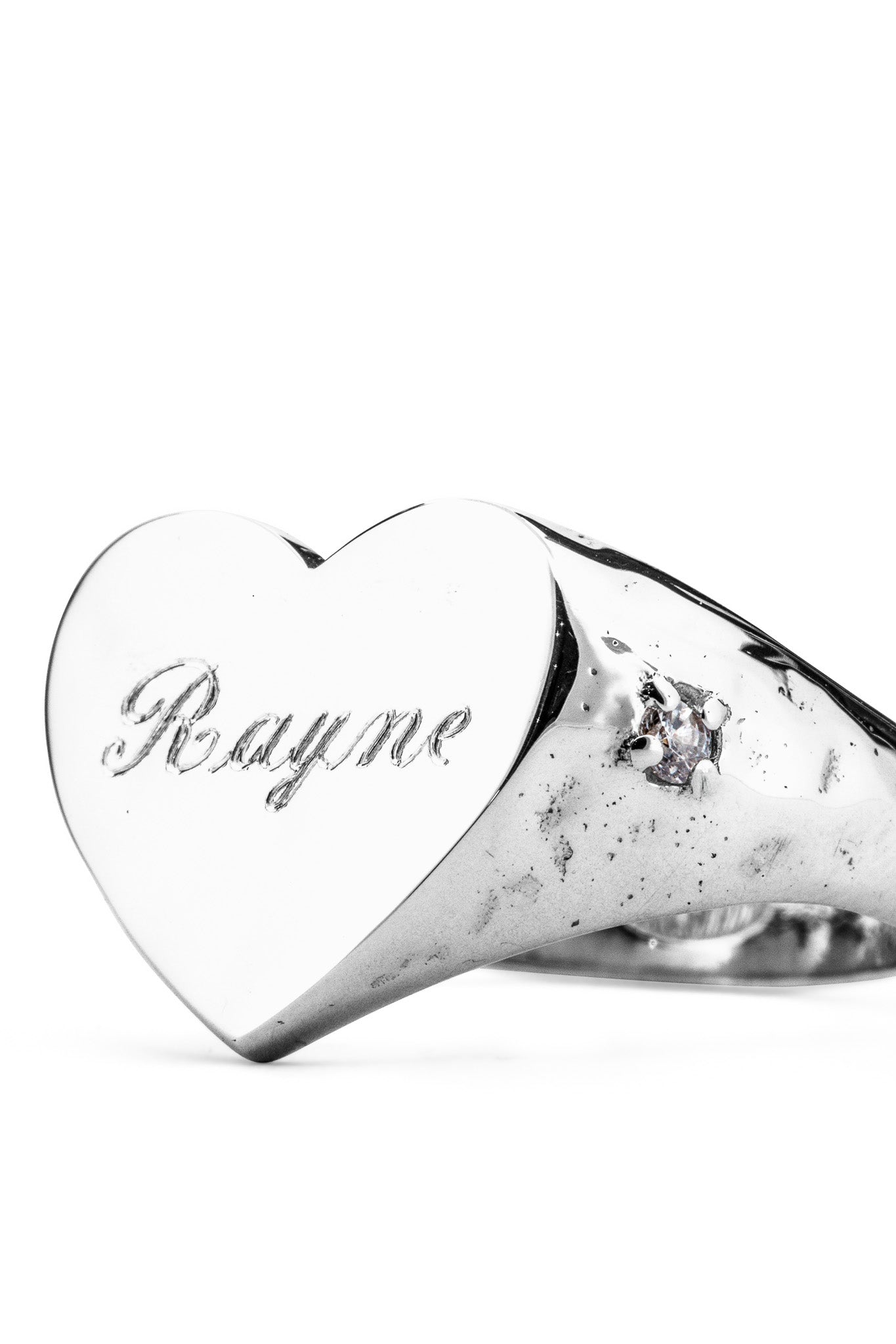 Gem Heart Signet - White Sapphire