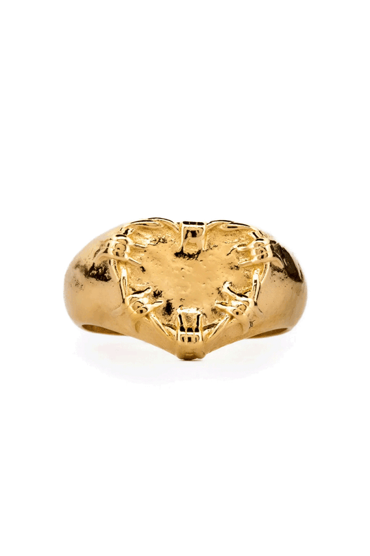 Lil' Barbwire Heart Signet | Gold