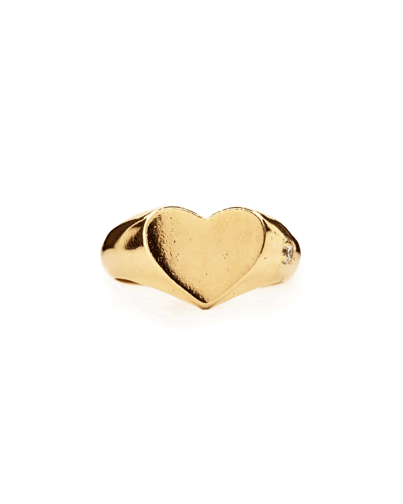 Little Gem Heart Signet - White Sapphire | Gold