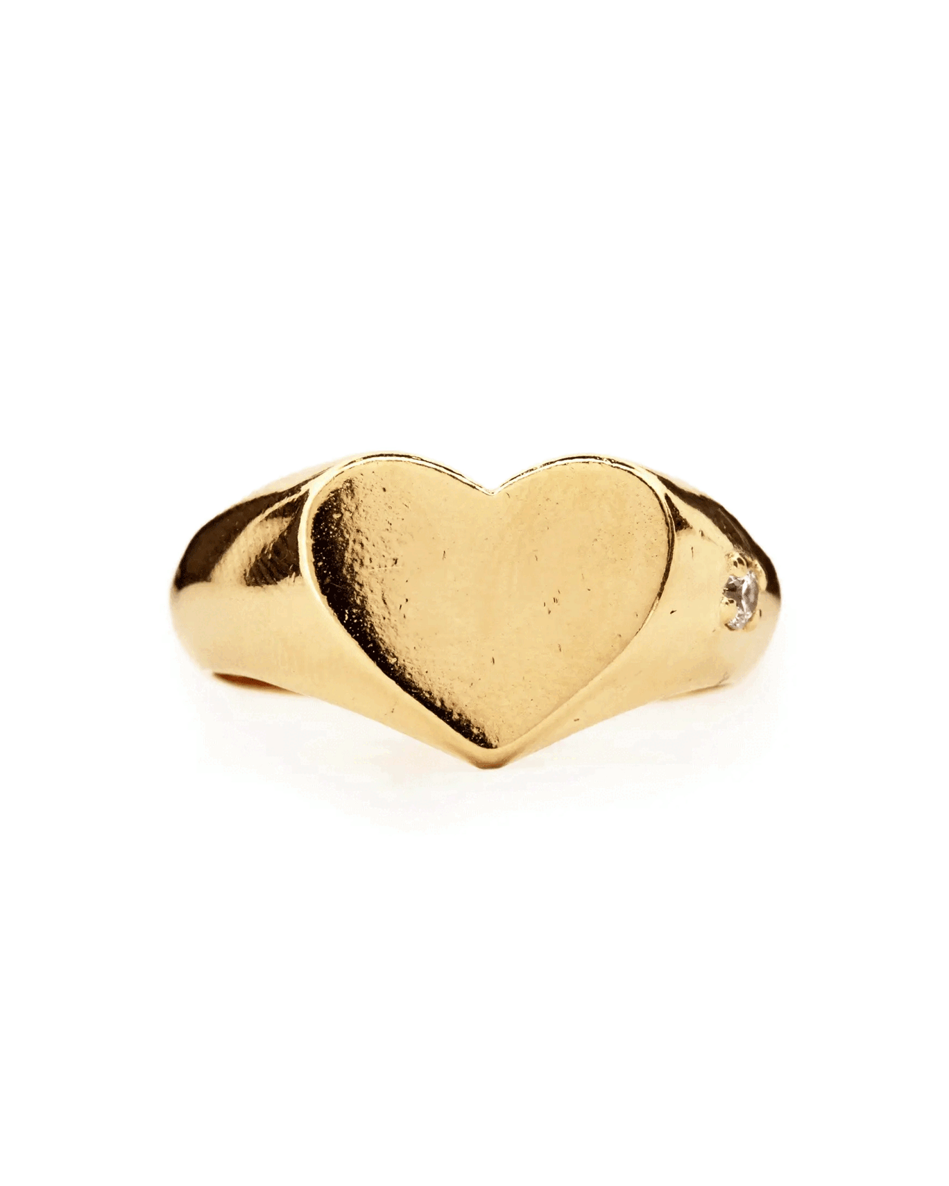 Little Gem Heart Signet - White Sapphire | Gold