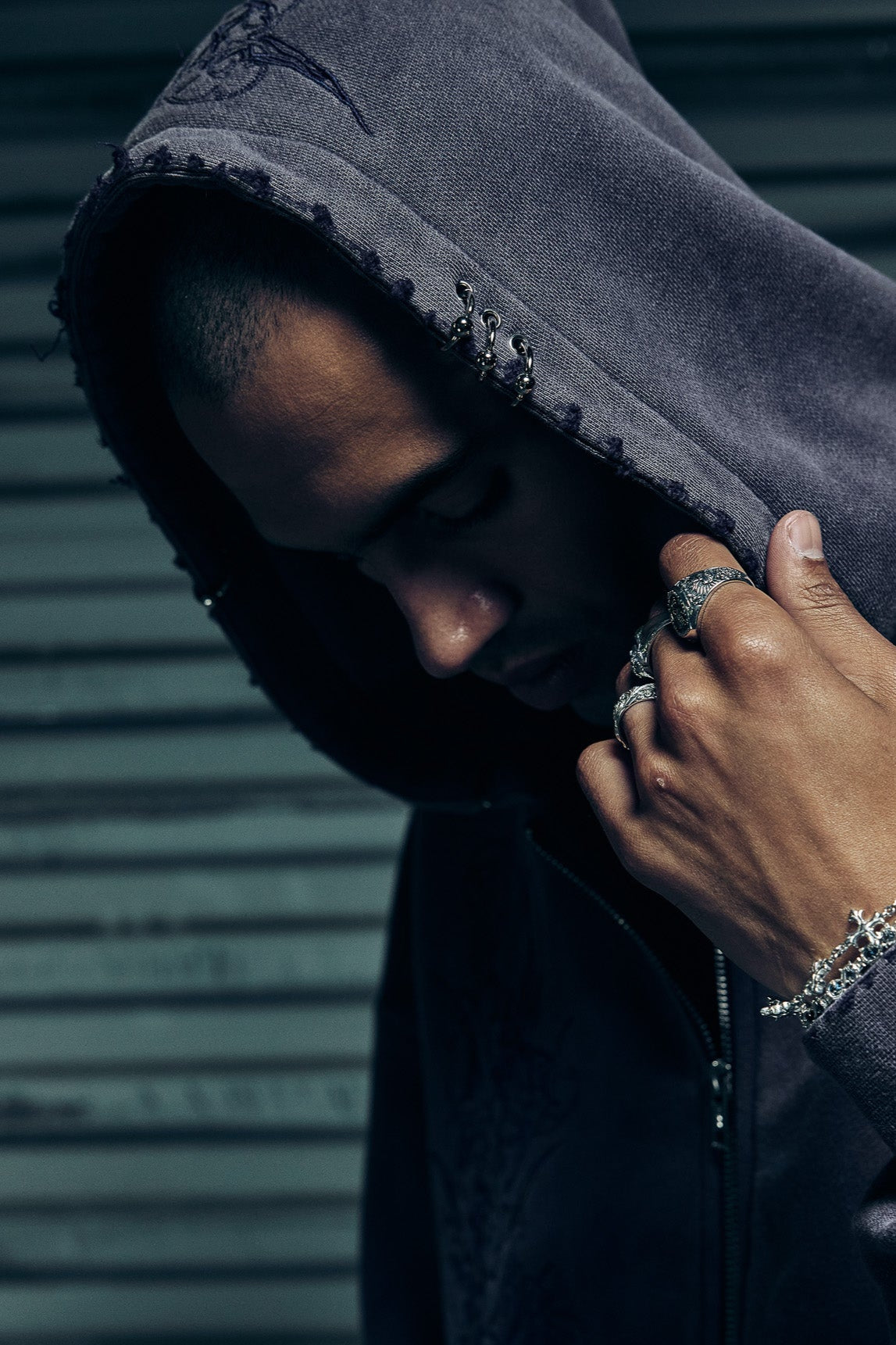 Ave Double-Zip Hoodie - Dirty Blue