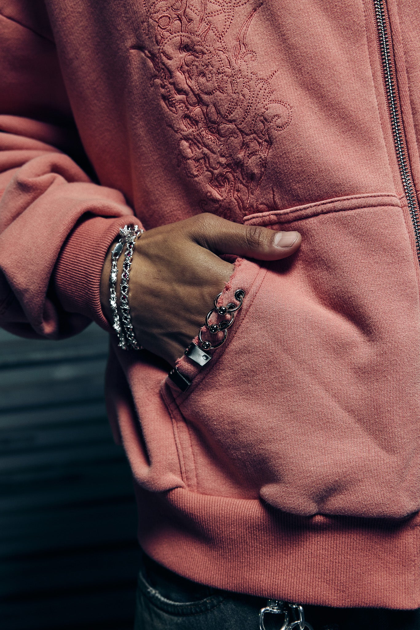 Ave Double-Zip Hoodie - Rust