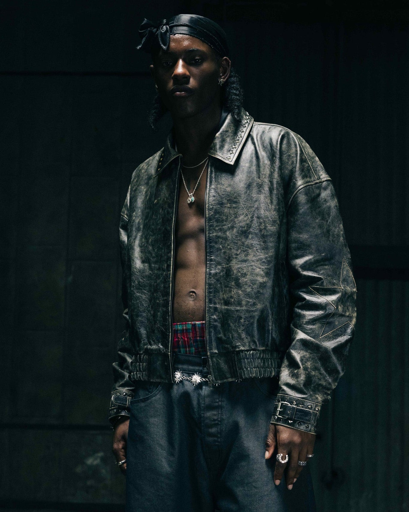 Rockstar Distressed Cow Nappa Leather Bomber