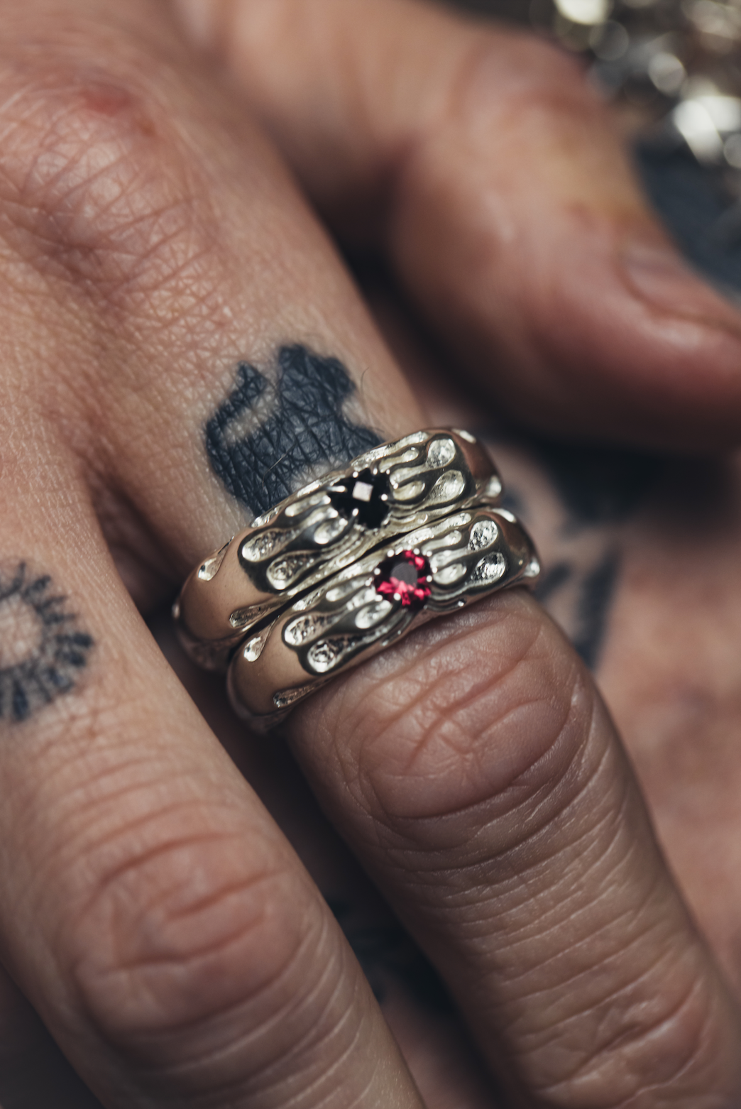 Lil' Flaming Heart Ring - Garnet