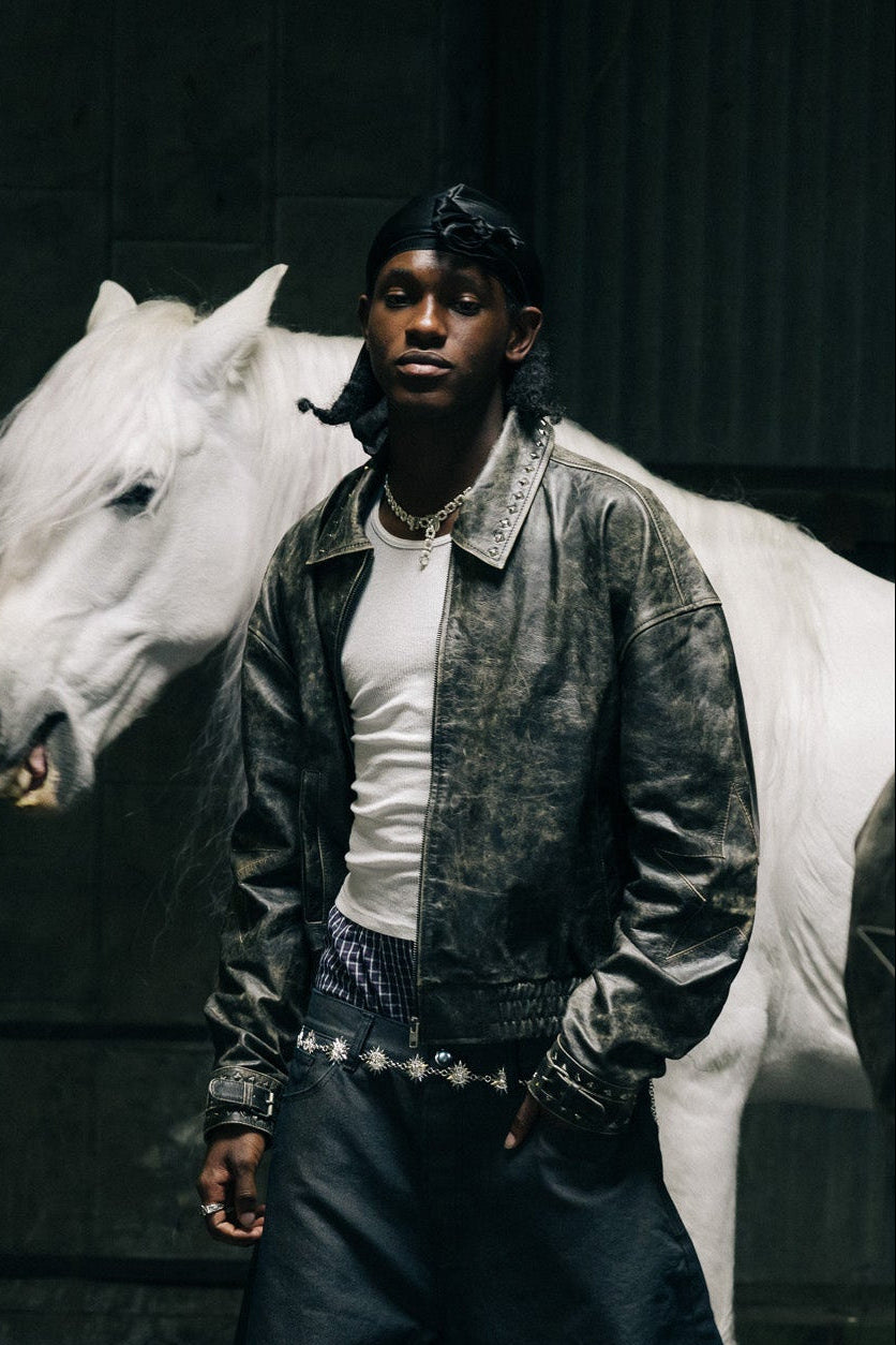 Rockstar Distressed Cow Nappa Leather Bomber – Lox & Chain