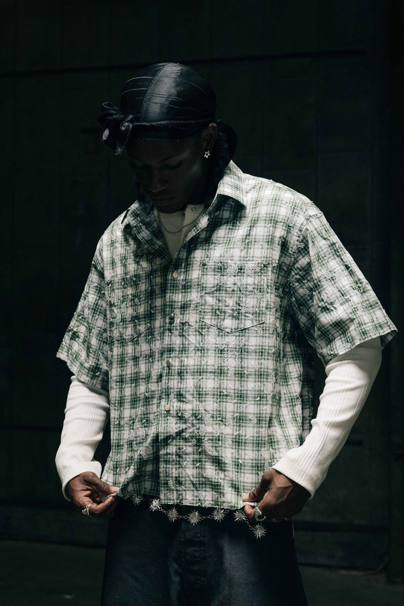 Bandana SS Shirt - Green Plaid