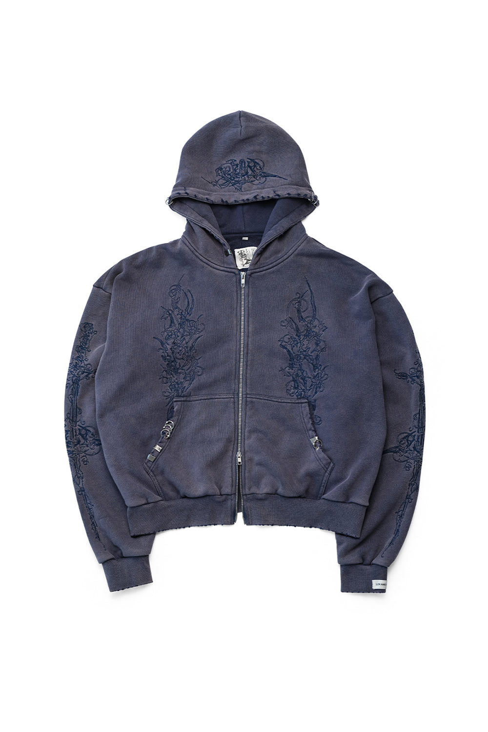 Ave Double-Zip Hoodie - Dirty Blue
