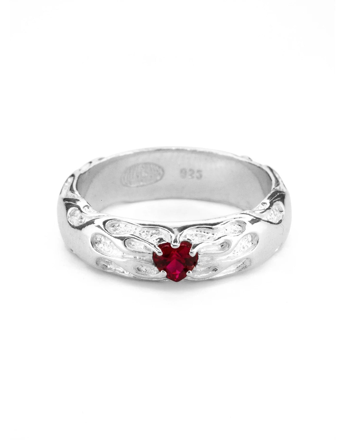 Lil' Flaming Heart Ring - Garnet