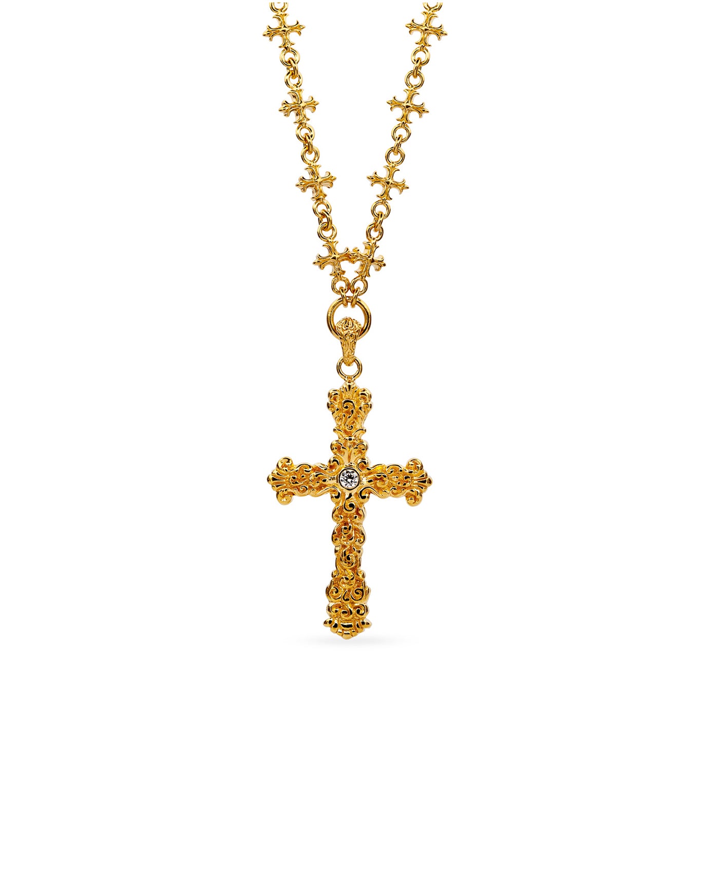 Baroque Cross Necklace | Gold