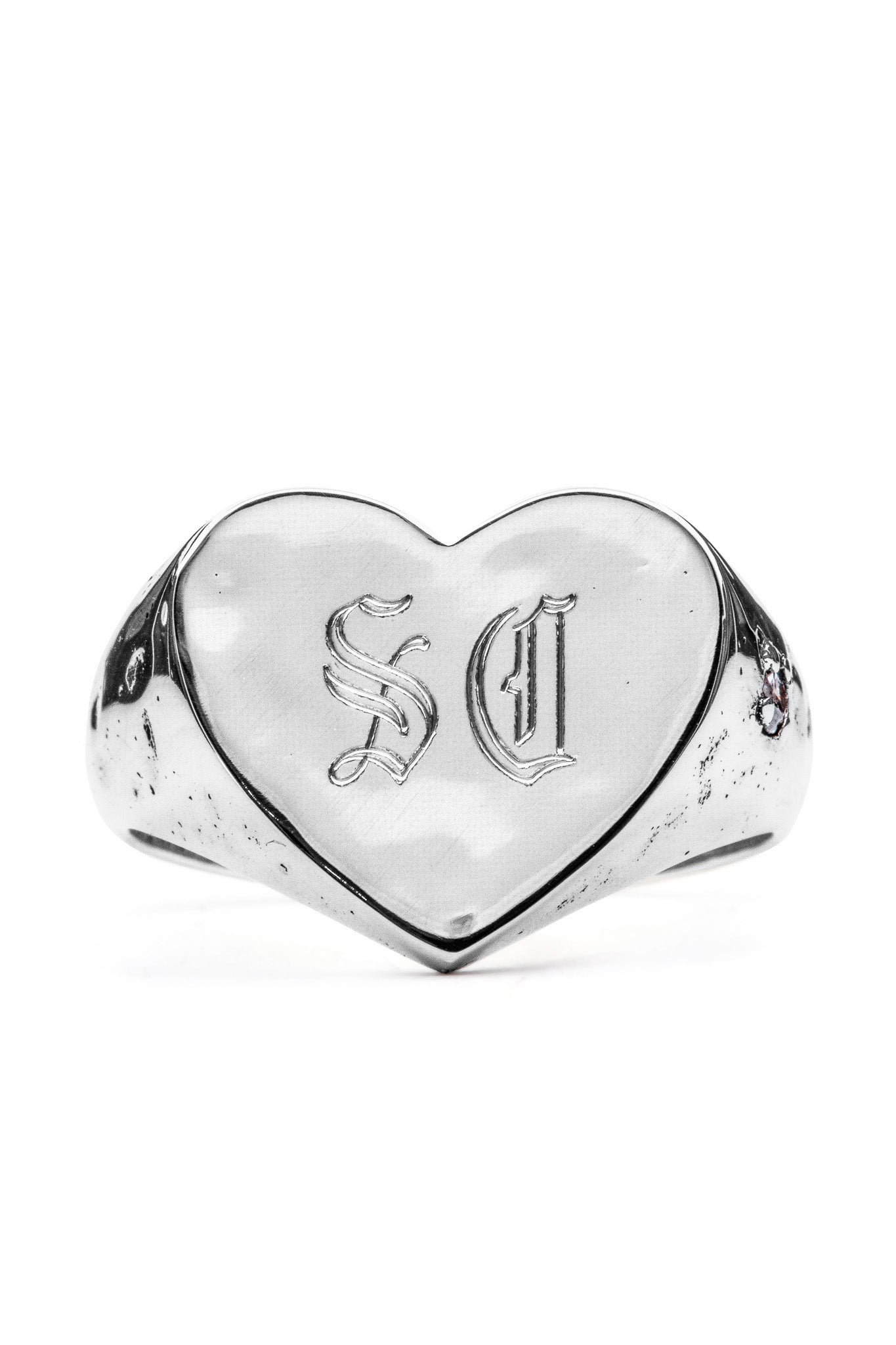 Gem Heart Signet - White Sapphire