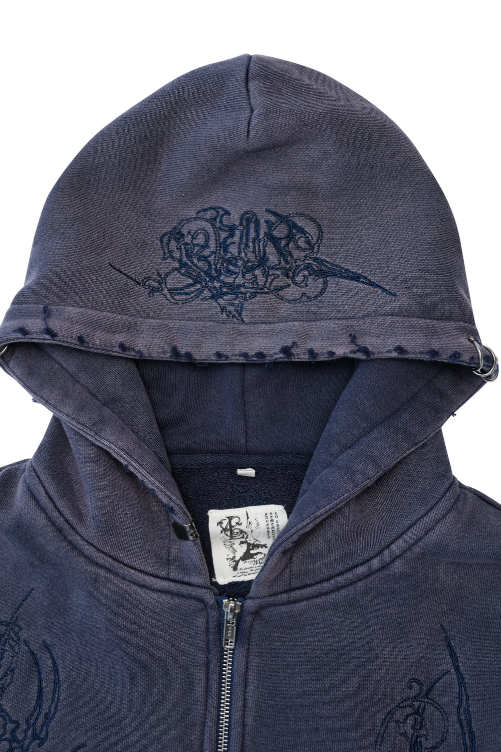 Ave Double-Zip Hoodie - Dirty Blue