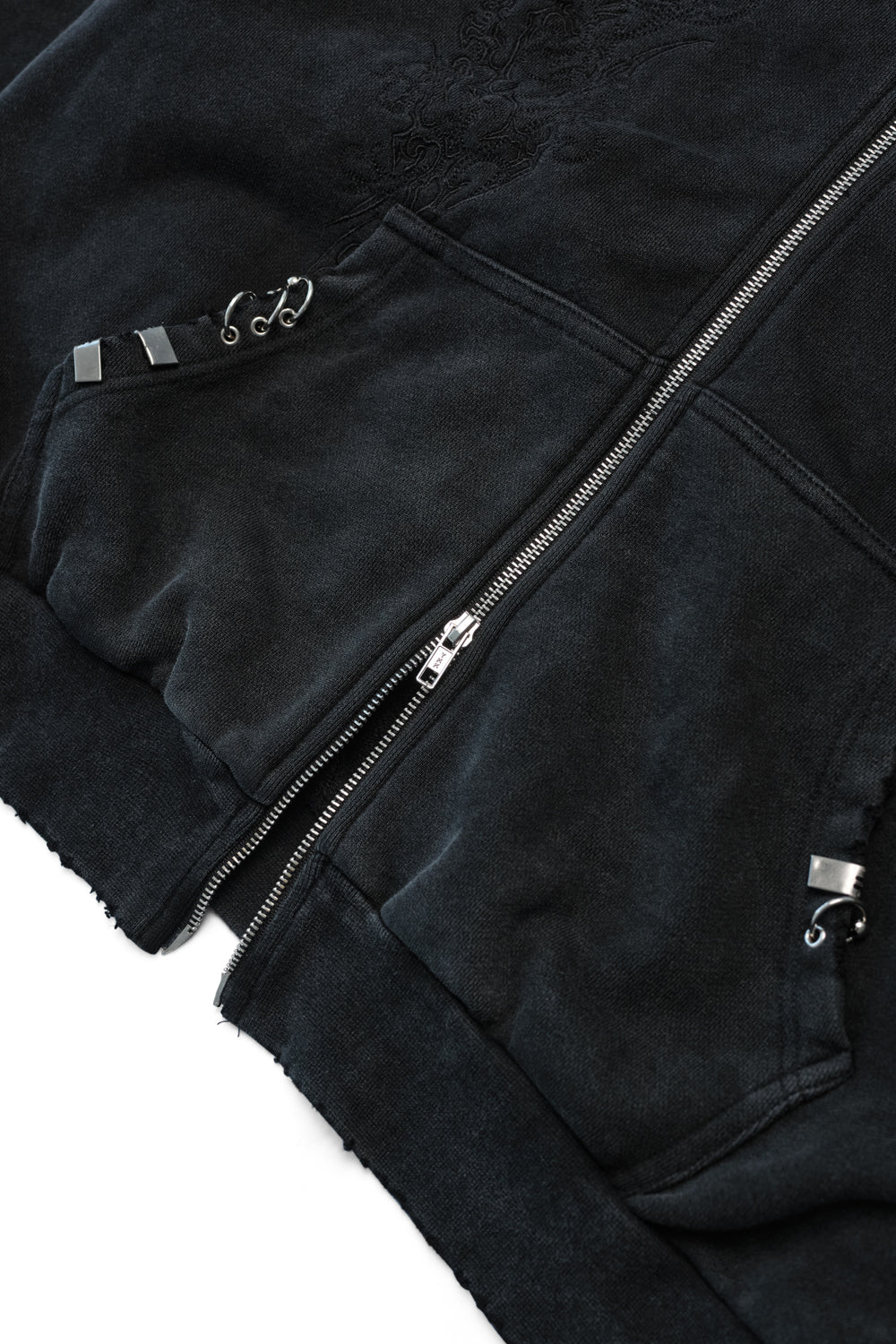 Ave Double-Zip Hoodie - Black Ash