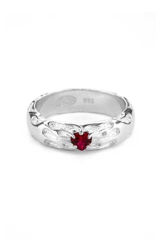Lil' Flaming Heart Ring - Garnet