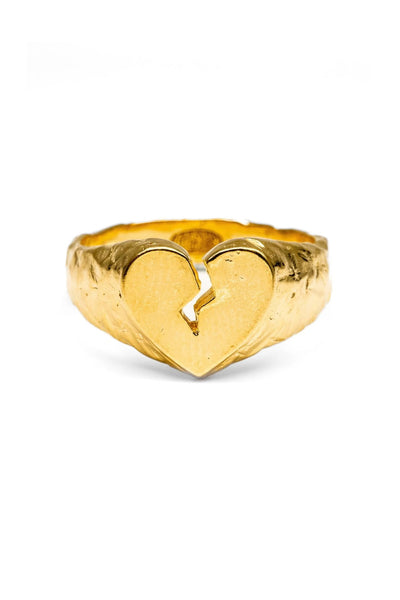 Lox&Chain Flaming Heart Signet Gold Ring Lil' Flaming Heart Ring