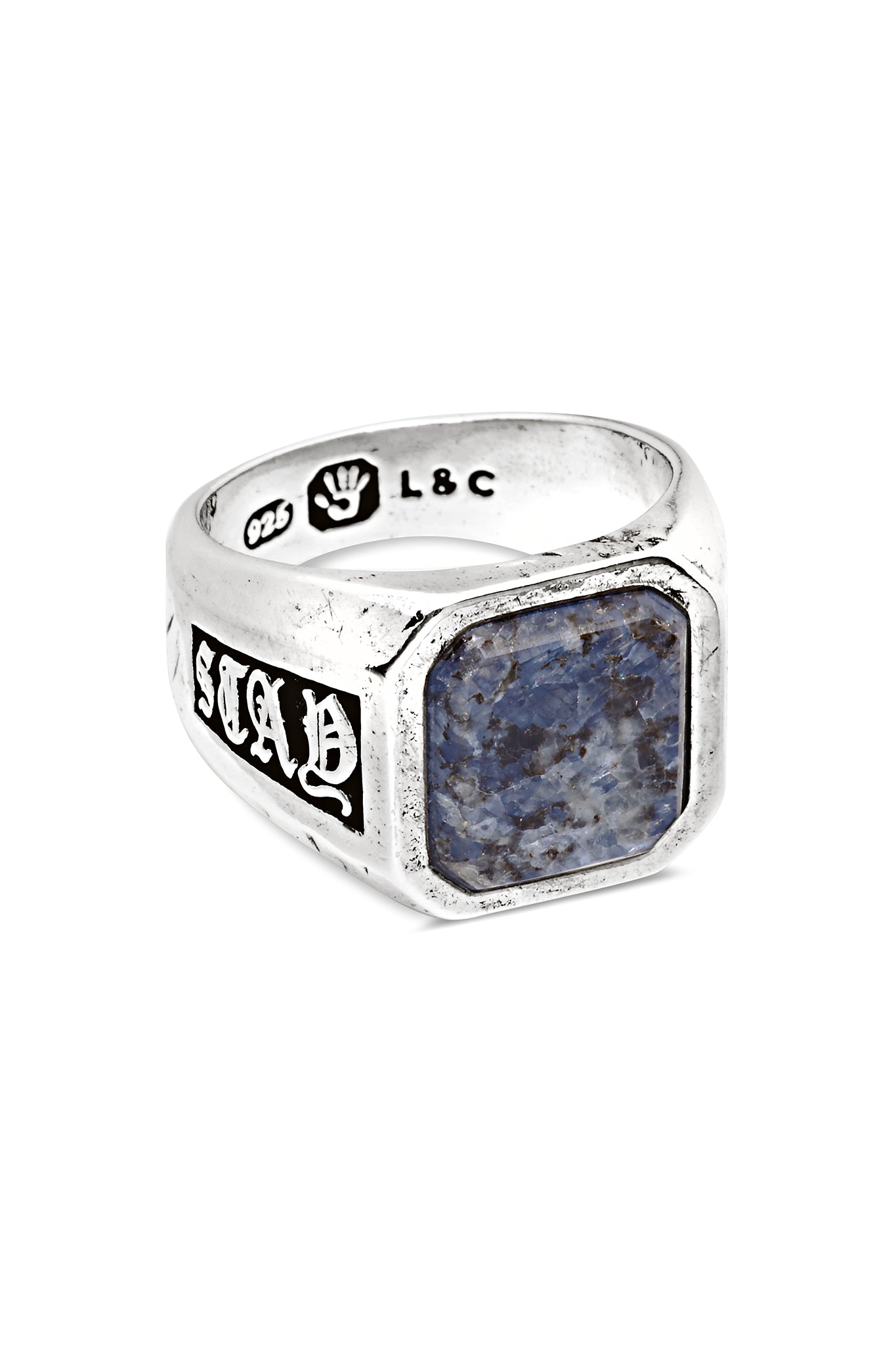 Stay Lucky Signet - Blue Granite